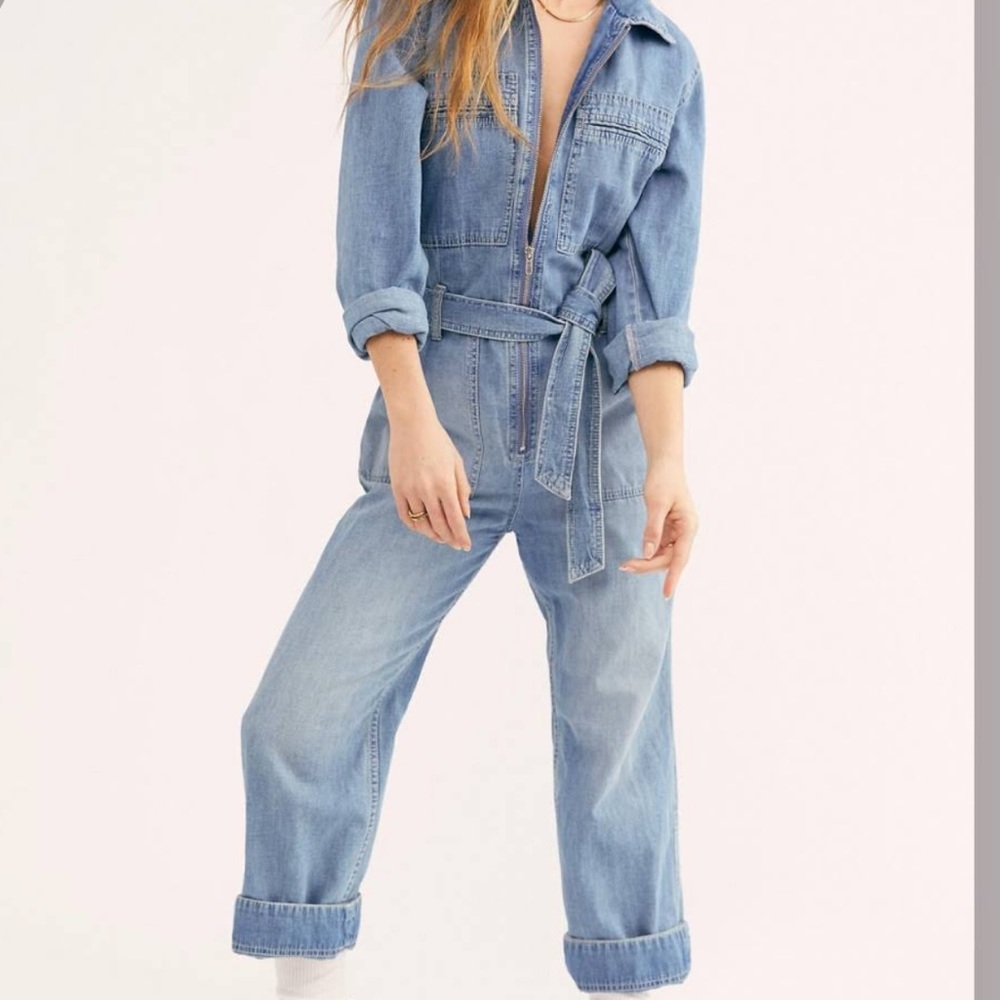 Free People Denim Charlie Coverall